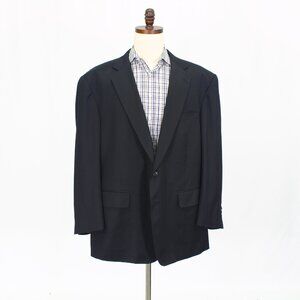 Bespoke 54R Black Blazer Sport Coat Jacket 2-Button Solid Y373